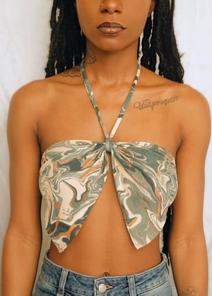 Image of Hadasah Lanyard Crop Top in Earth Collage