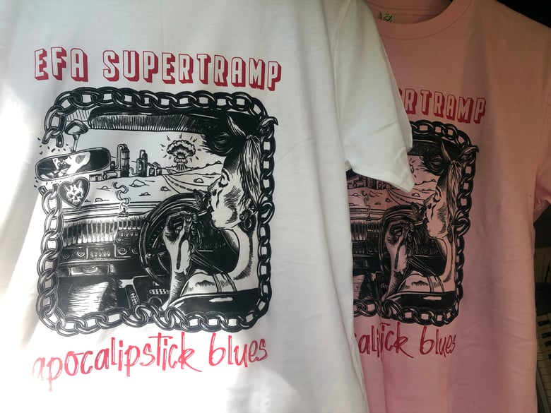 Image of Bad Diva Designs - Apocalipstick Blues T-Shirt (Pink/White)