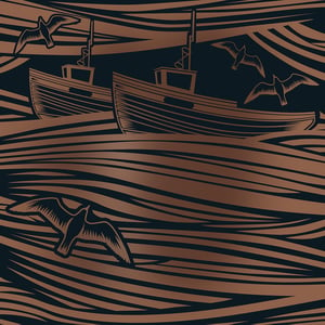 Image of Whitby Wallpaper - Midnight & Copper