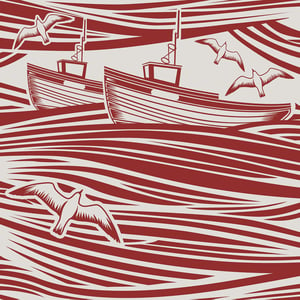 Image of Whitby Wallpaper - Awning Red