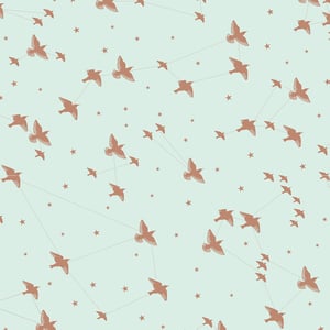 Image of Star-ling Wallpaper - Pale Verdigris & Copper