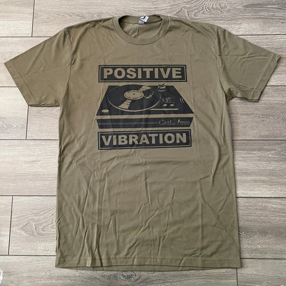 Image of Positive Vibration Record Player Military Green Shirt