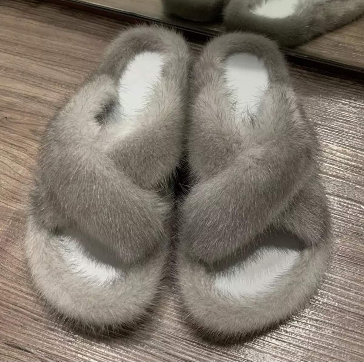 Mink slippers on sale