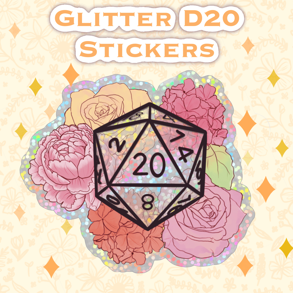 Image of Glitter D20 stickers