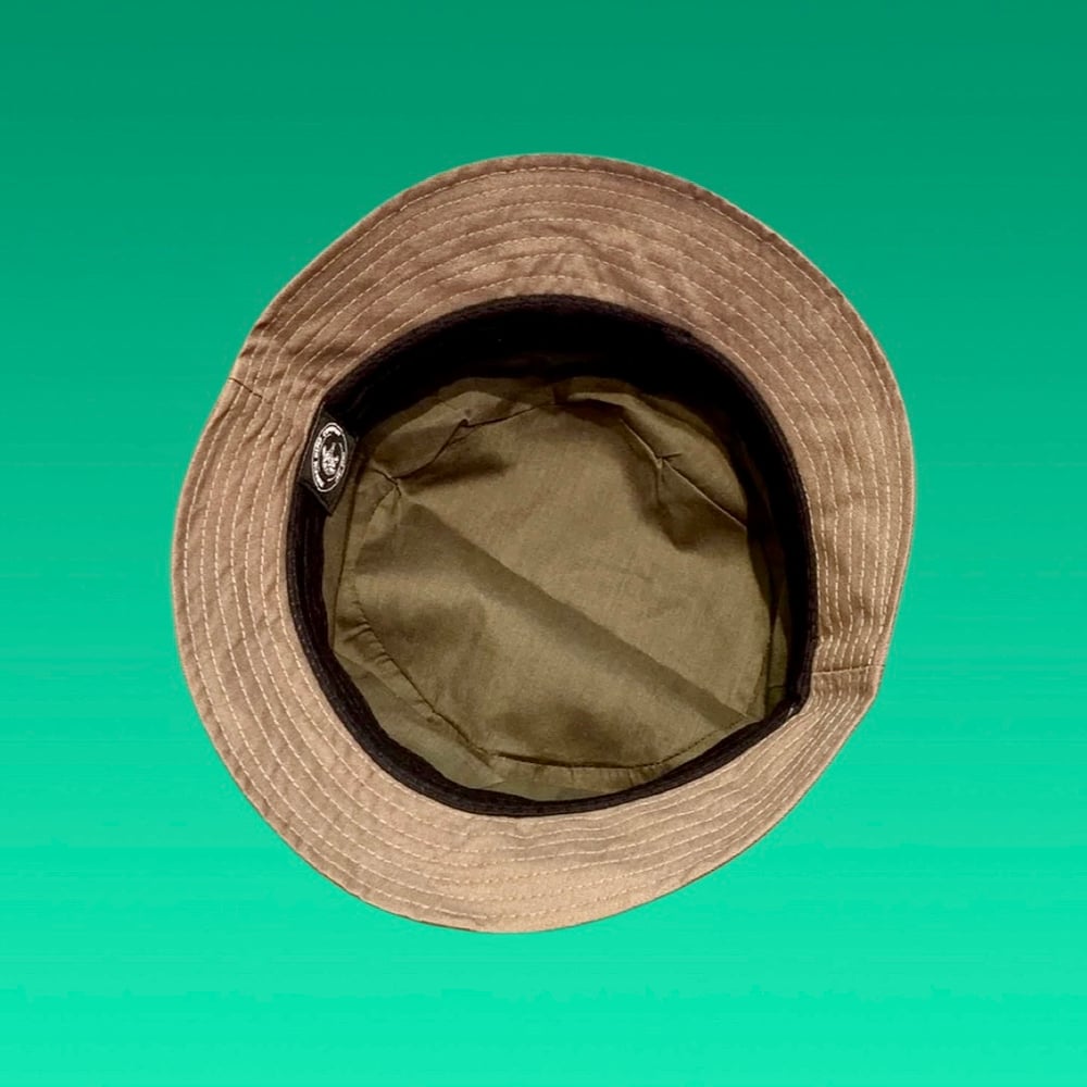 Bear Embroidered Full Wrap around 100 Natural Hemp Bucket Hat