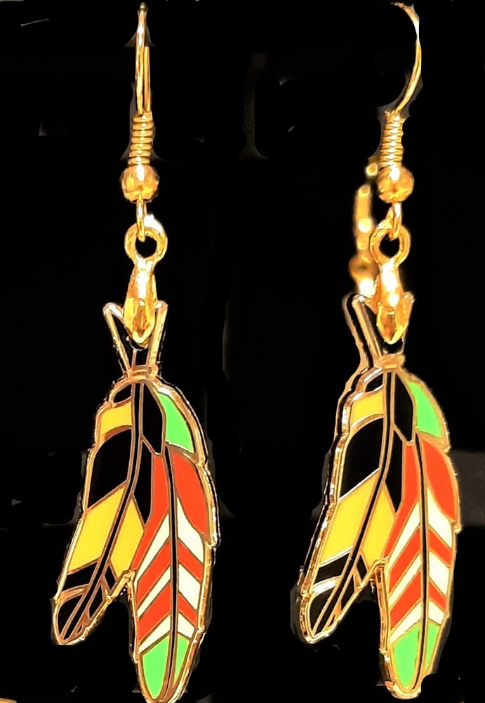 Image of Vietnam Veteran Agent Orange Warrior Feather Earrings