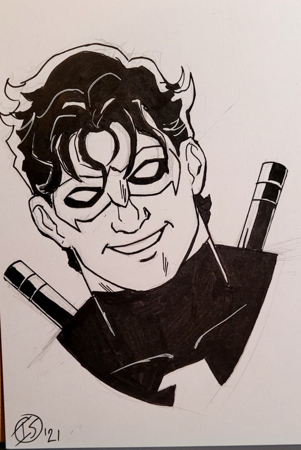 Image of Nightwing Head Sketch 