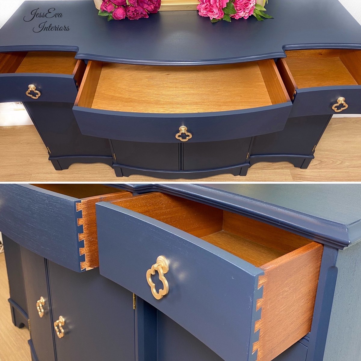 Vintage Strongbow Sideboard painted in navy blue 