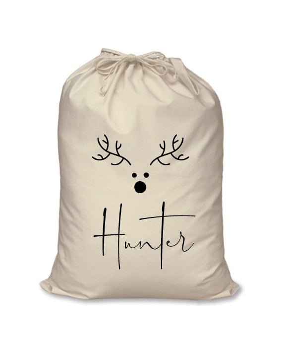 Image of Personalised Christmas Santa Sack - Minimalist Reindeer