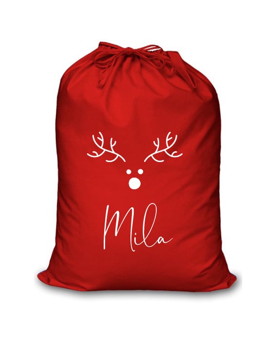 Image of Personalised Christmas Santa Sack - Minimalist Reindeer