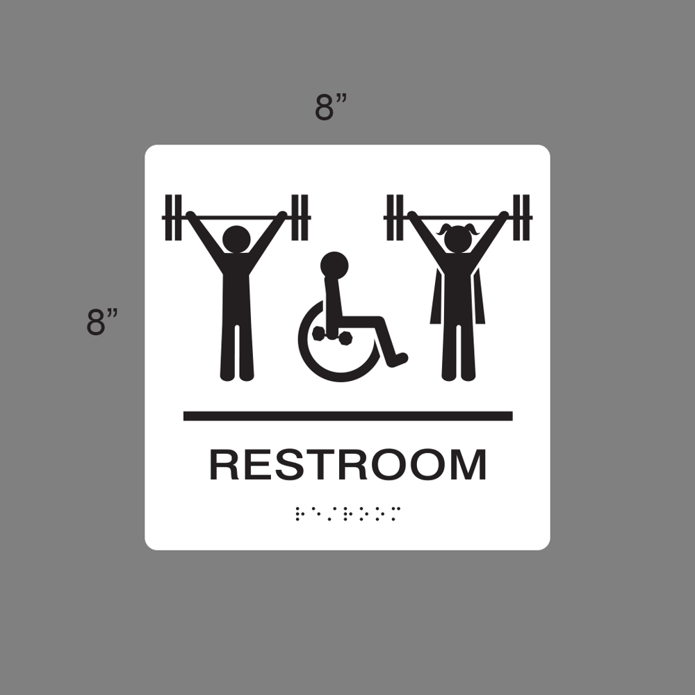 Image of Restroom Wheelchair unisex braille signage