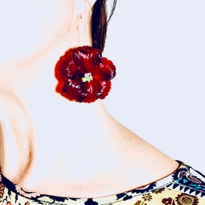 Red lucite flower earrings