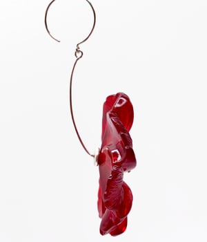 Red lucite flower earrings