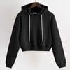 Women's Plain Black Hoodie Crop Top's