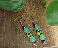 Image 3 of Green Skull Earrings 