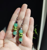 Image 2 of Green Skull Earrings 