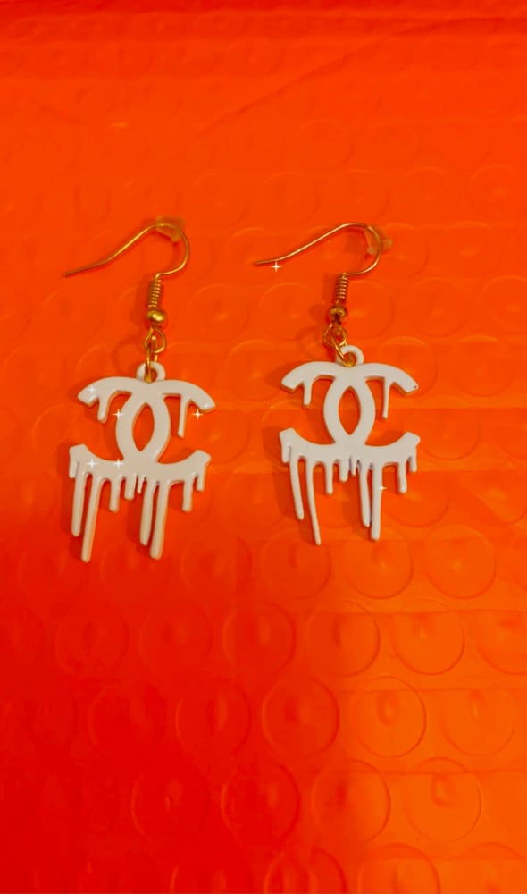 Image of Drippin chanel designer inspired earrings 