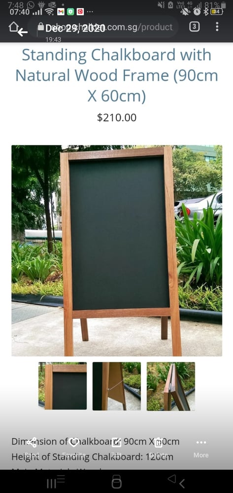 Medium Double Sided Standing Chalkboard with Natural Wood Frame (90cm X 60cm)