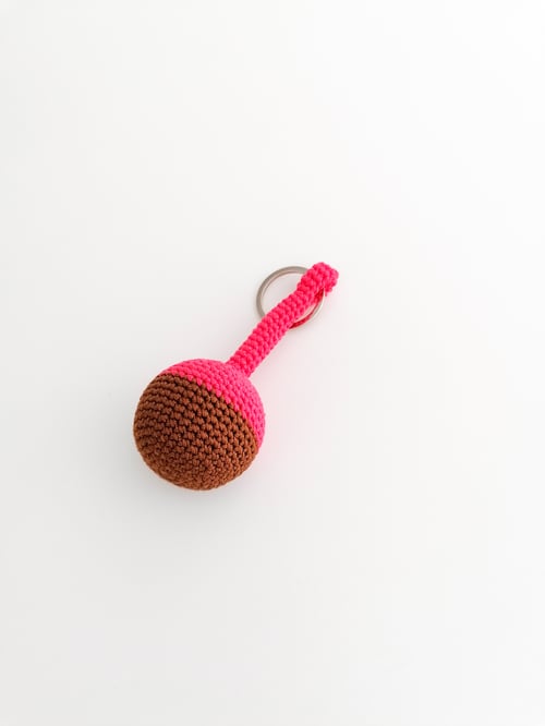 Image of Crochet Keychain in Pink and Brown