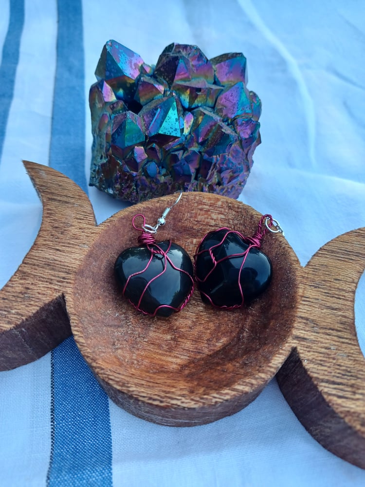Image of Obsidian Heart Earrings