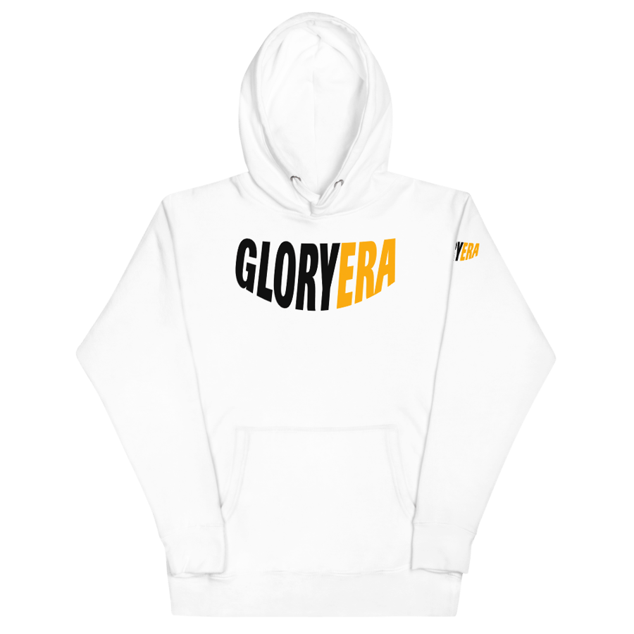 Image of GLORYERA® CREW HOODIE (WHITE/BLACK/LASER ORANGE)