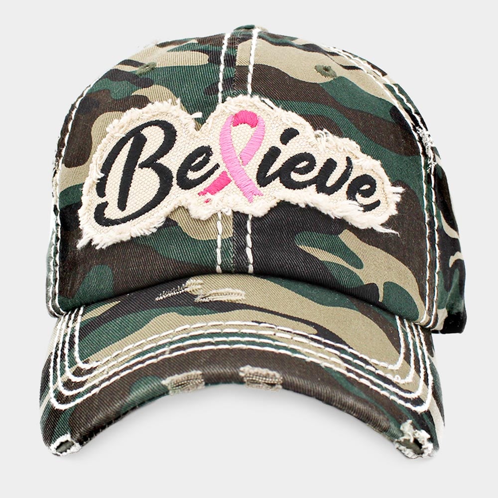 Pink Ribbon Baseball Cap, Breast Cancer Awareness Hat