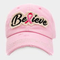 Pink Ribbon Baseball Cap, Breast Cancer Awareness Hat for Ladies, Gift for Survivor