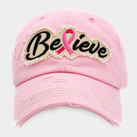 Image 2 of Pink Ribbon Baseball Cap, Breast Cancer Awareness Hat for Ladies, Gift for Survivor