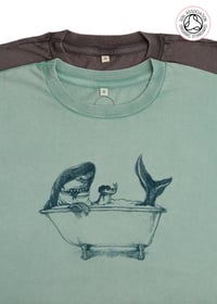 Image 4 of Shark Women's Stone Wash Cropped T-shirts (Organic)