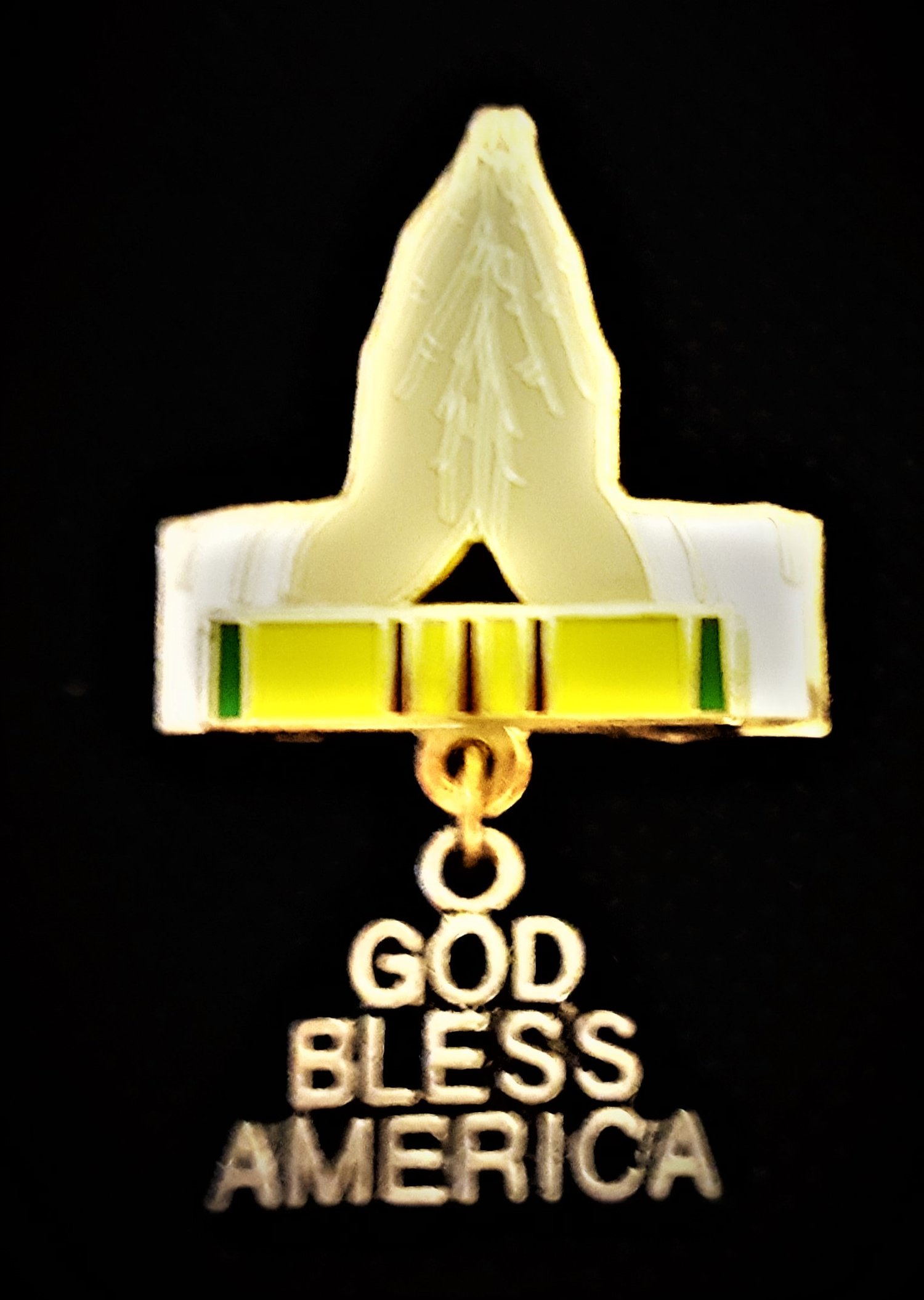 Image of Vietnam Veteran Praying Hands God Bless America pin