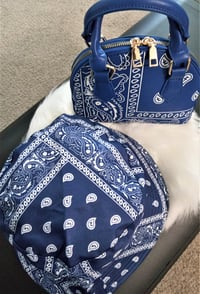 Image 1 of Blue Bandana Mini Handbag & Bucket Hat Set