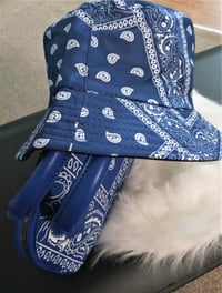 Image 3 of Blue Bandana Mini Handbag & Bucket Hat Set