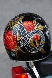 Image 1 of Snake + Peony Handpainted Helmet