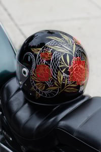 Image 2 of Snake + Peony Handpainted Helmet
