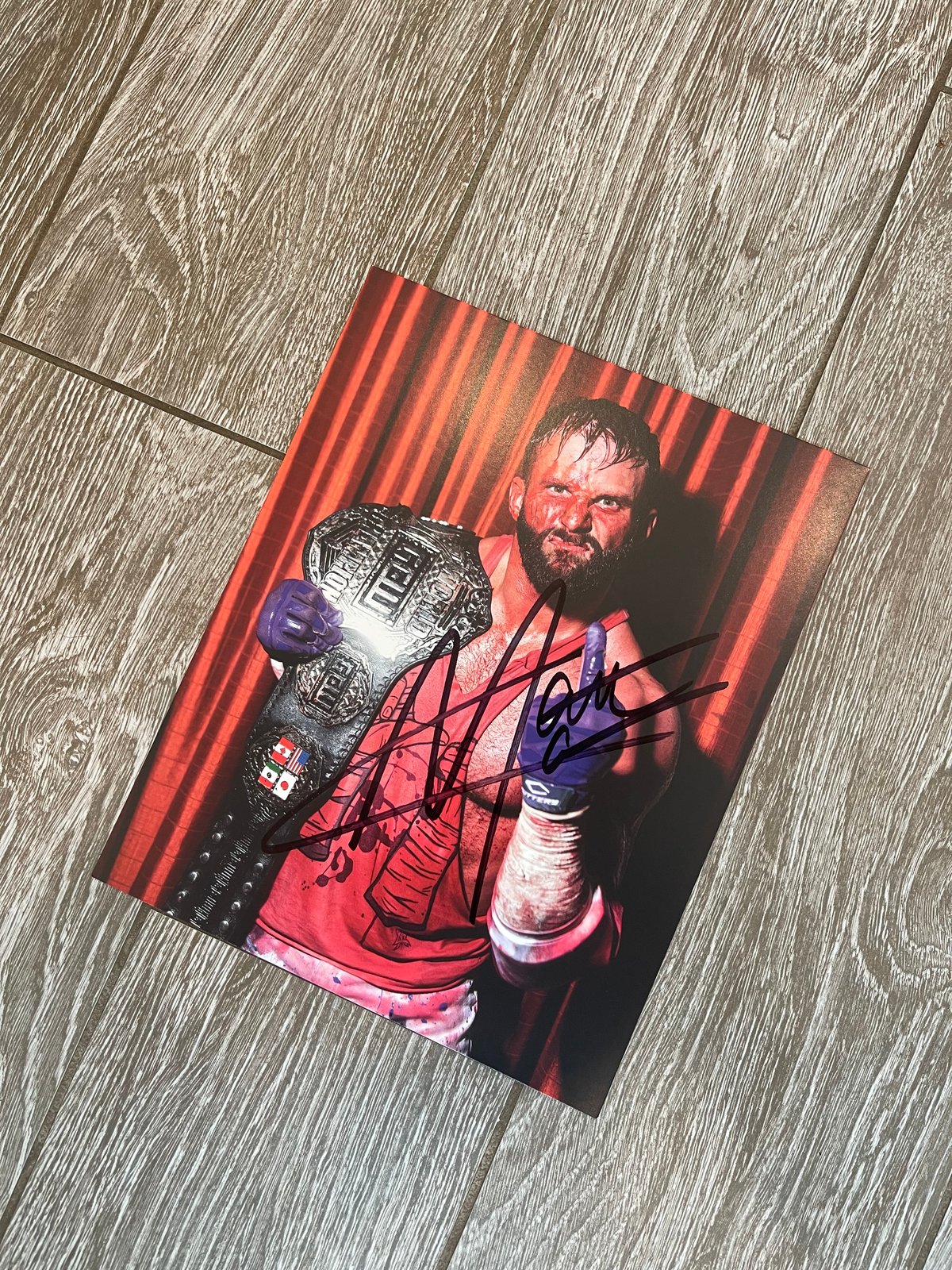 GCW TITLE BLOODY AUTOGRAPHED 8x10
