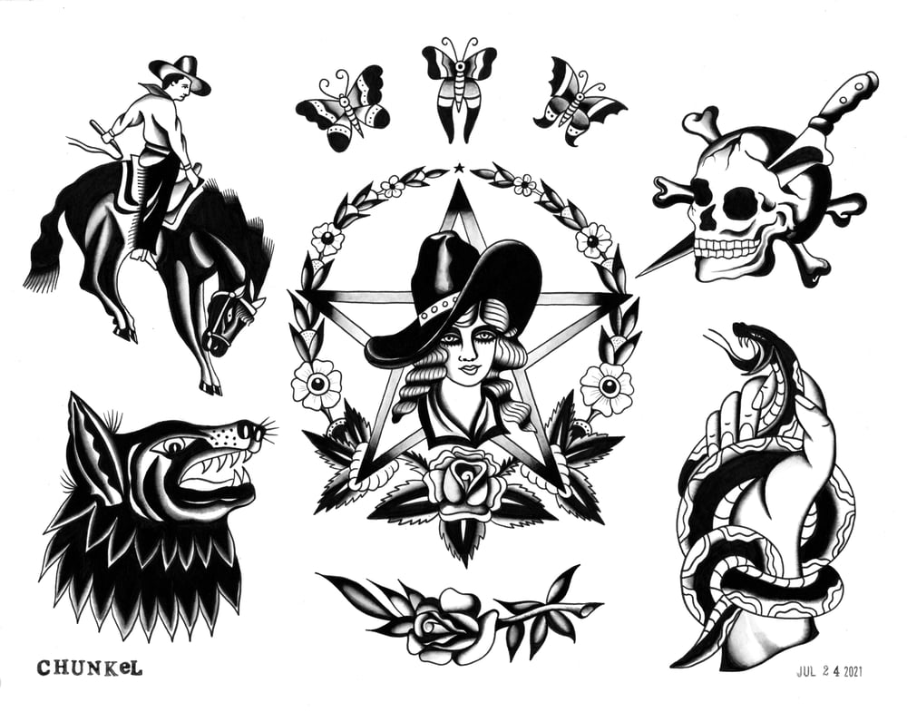 Image of Blackwork Rodeo Sheet (11x14 Print)