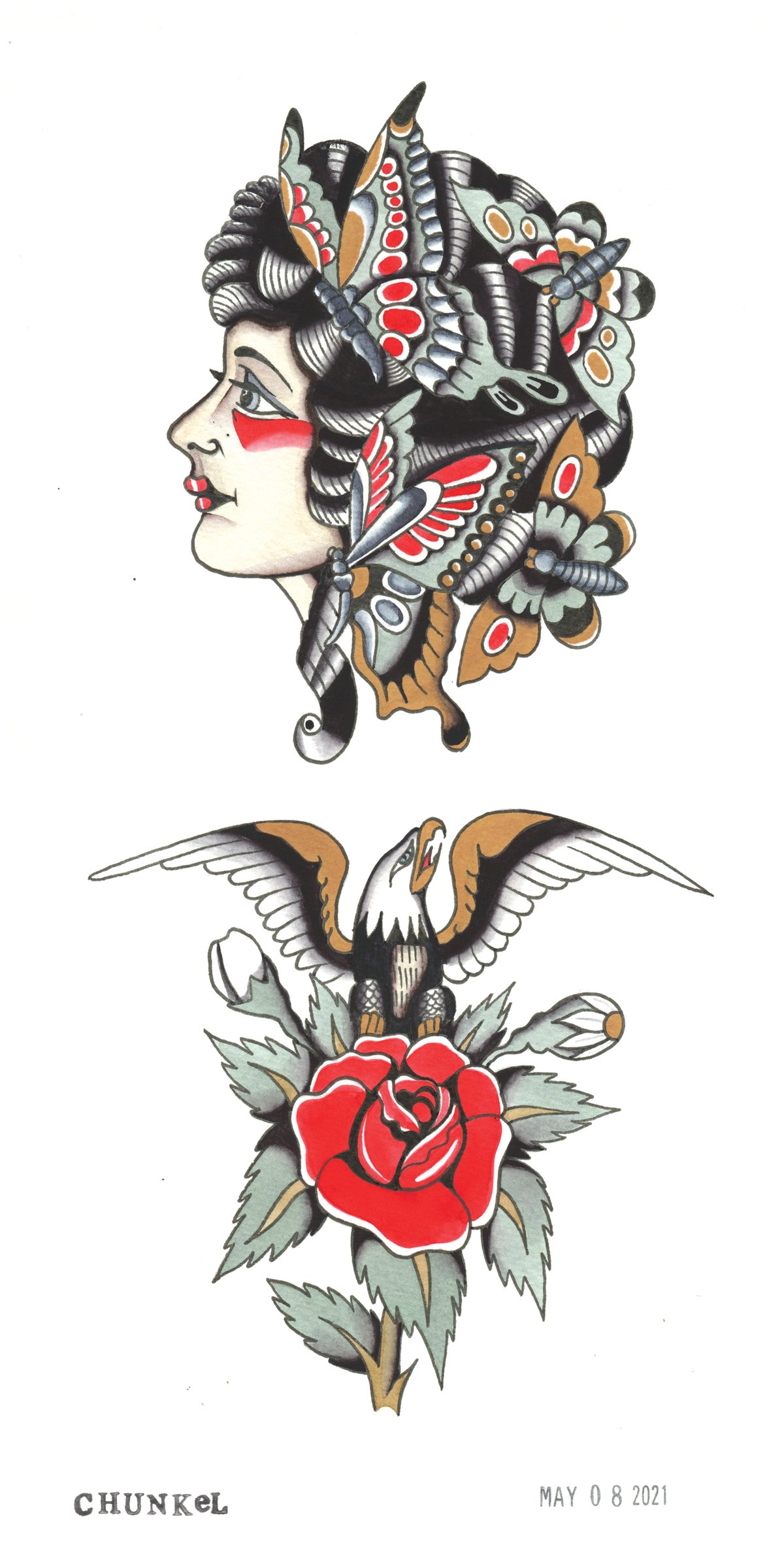 Image of Butterfly Lady & Eagle Rose (6x12 Print)