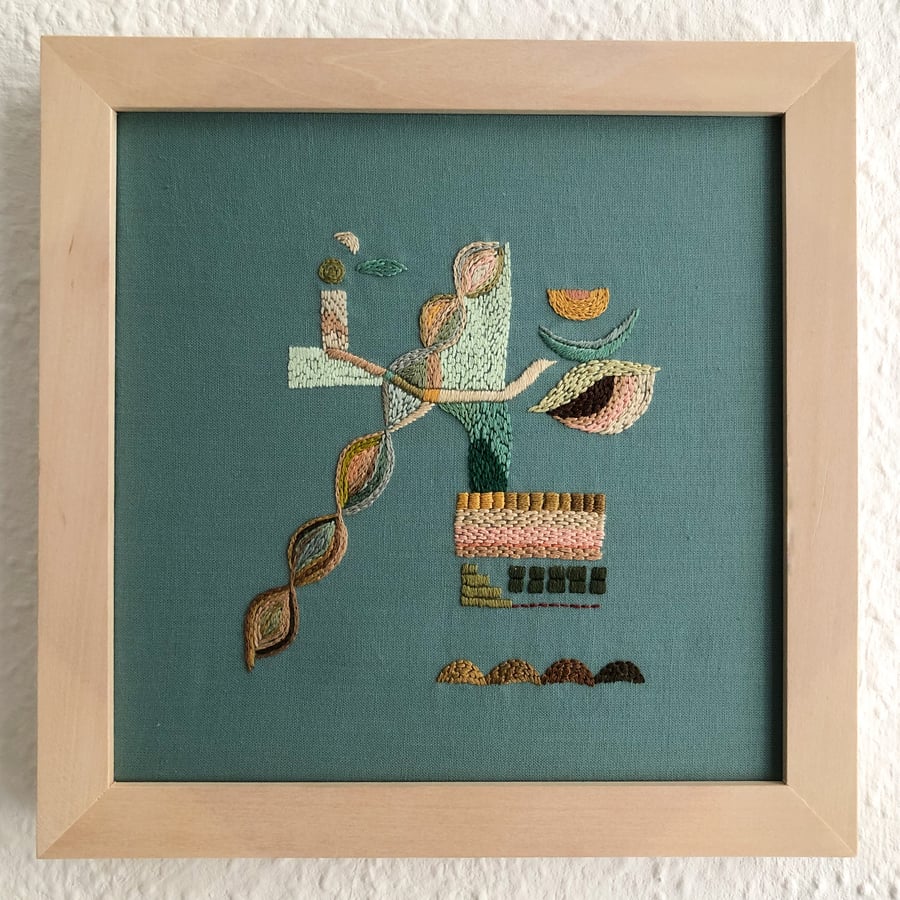 Image of Observation: If i can grow different than my DNA - One of a kind intuitive hand embroidery, Wall art