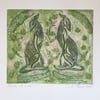Hounds of Love - Original Collagraph Print 