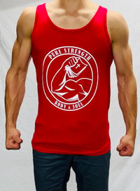 RED TANK  - BODY AND SOUL  PURE STRENGTH  CUT OFF TEE