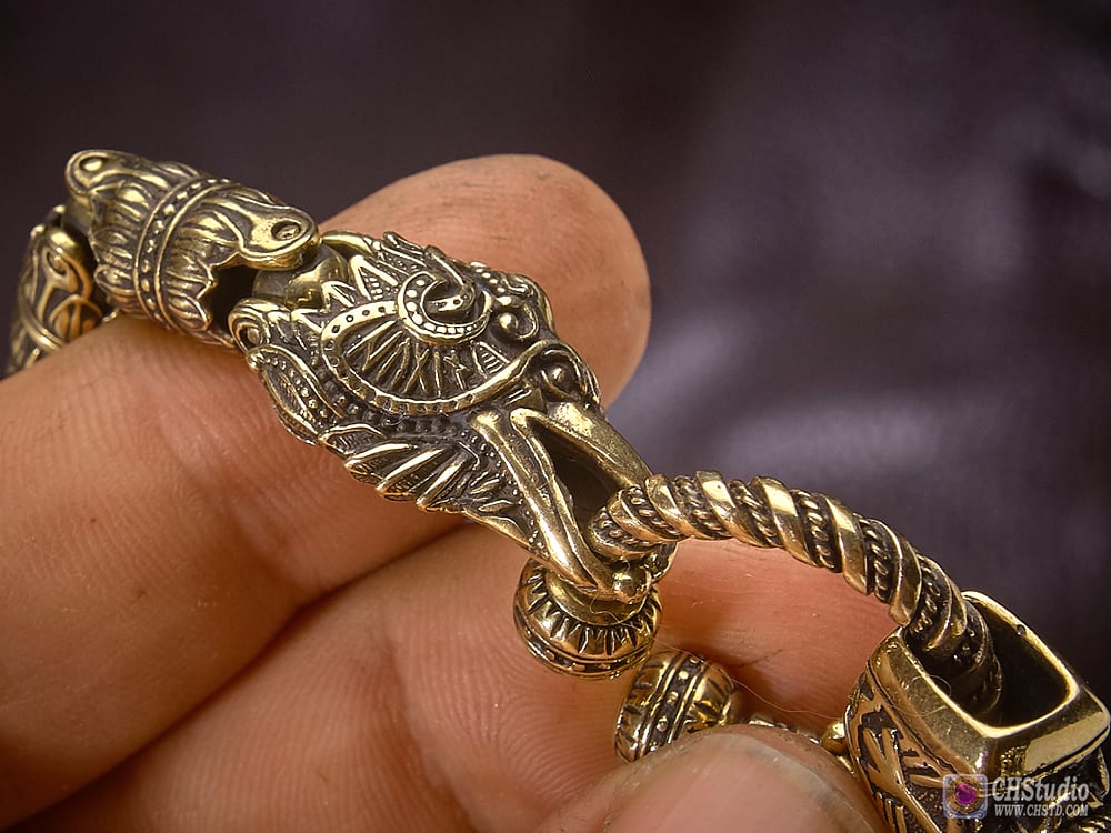 Mjolnir with Valknut - Huginn & Muninn Bronze Chain