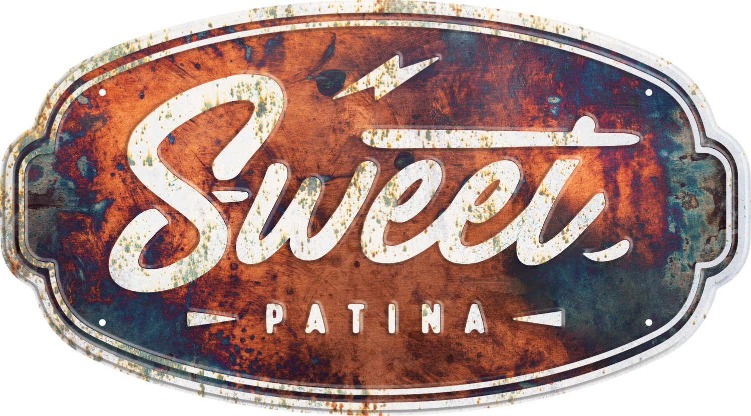 Image of Embossed Sweet Patina Bolt Sign