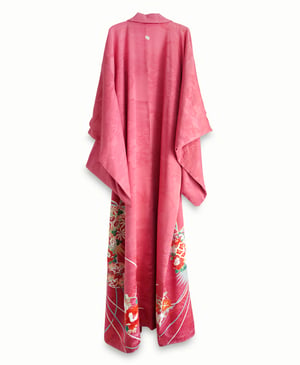 Image of Rosa silke kimono med kirsebærblomster