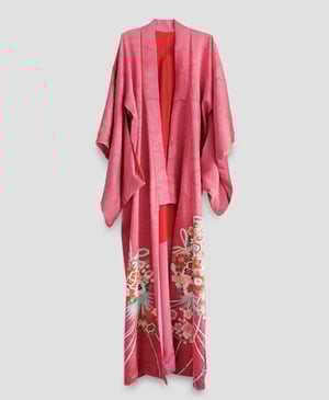 Image of Rosa silke kimono med kirsebærblomster