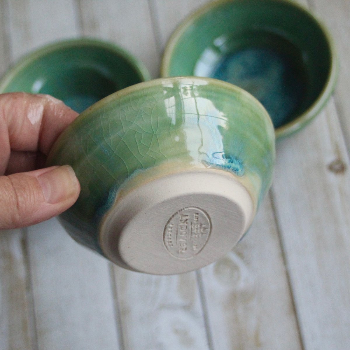 Andover Pottery — Three Small Ceramic Pottery Bowls, Kitchen Prep