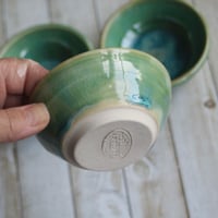 Image 4 of Shimmering Green Prep Bowls, Set of Three Ceramic Handmade Pottery Bowls, Made in USA