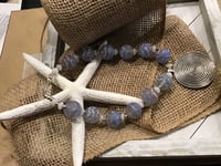 Image 1 of Multicolor 20 mm glass bead with silver tone  charmed