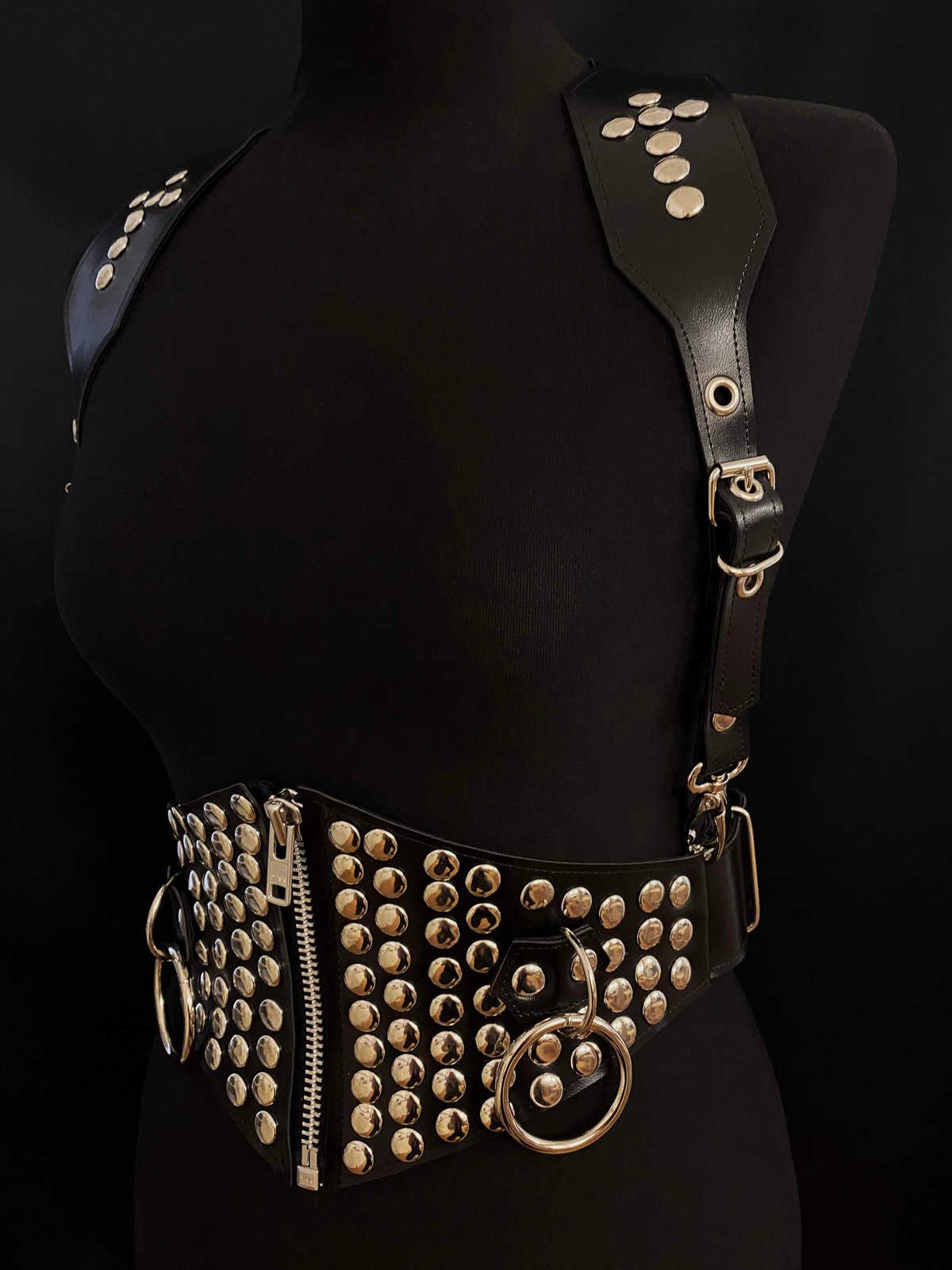Studded waist cincher harness