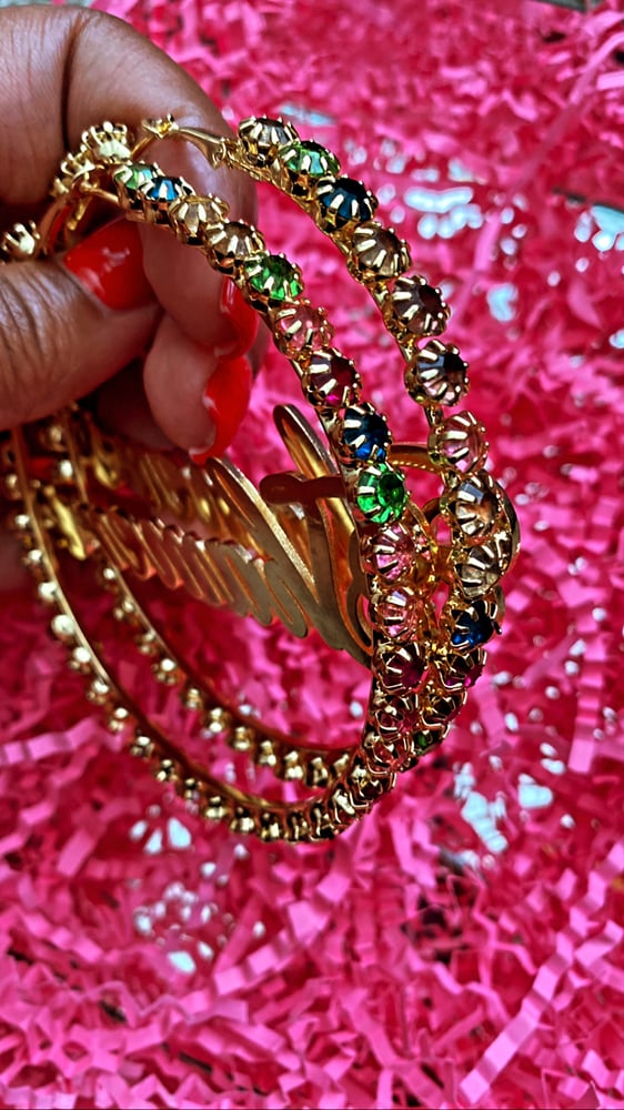 Image of Custom Colorful Zircon Hoop Earrings 