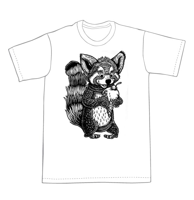 Red Panda and an Ice Cream Cone  T-shirt (A2) **FREE SHIPPING**